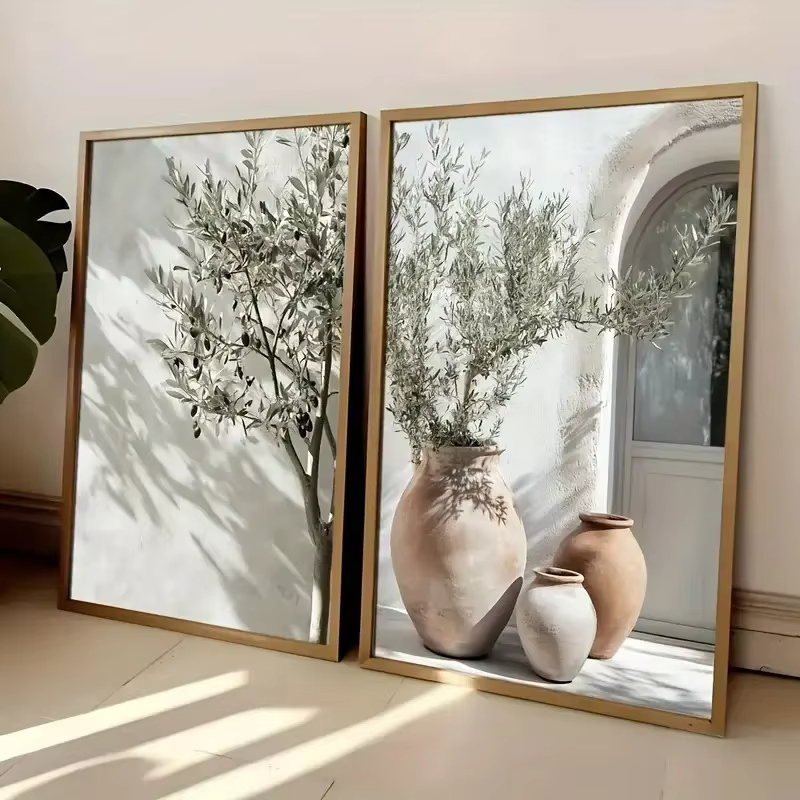 Art Craft Vase - 1PC ไร้กรอบ รีโทร เอเลแกนท์ โอลีฟทรี แคนวาส