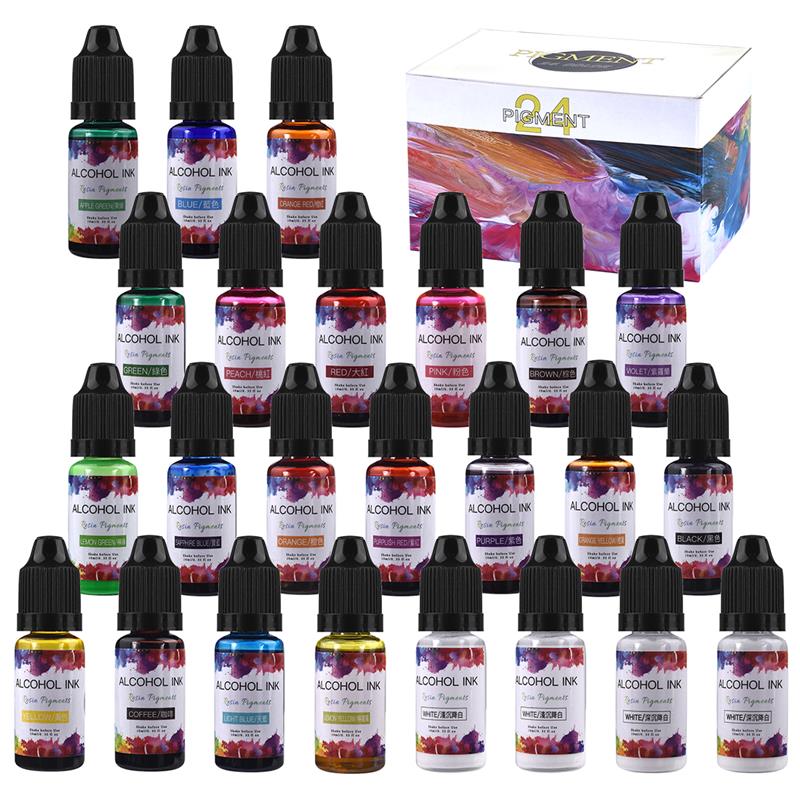 Alcohol Ink Set - 24สี/ชุด10Ml Resin Pigment Art หมึกแอลกอฮอล์สีหมึก Diffusion