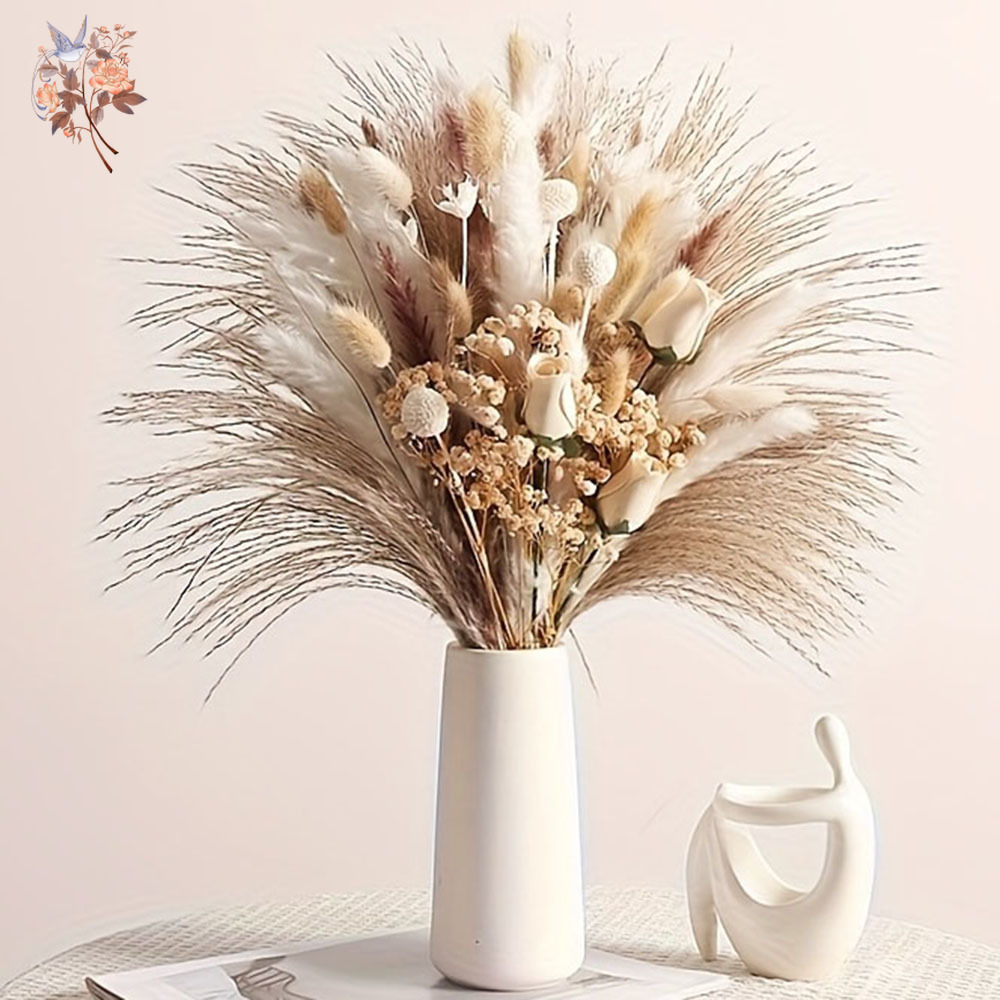 Art Craft Vase - ช่อดอกไม้แห้งประดิษฐ์ 80 ชิ้น สำหรับตกแต่งภายในบ้าน ตกแต่งโต๊ะ ดอกกุหลาบปลอม