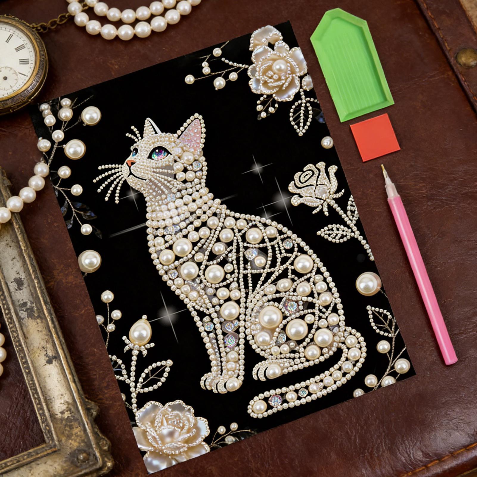 Art Craft Mother'S Day - ชุดภาพวาดไข่มุกรูปแมว DIY งานฝีมือประดับลูกปัดแบบไร้กรอบ ศิลปะเพชร 5 มิติ