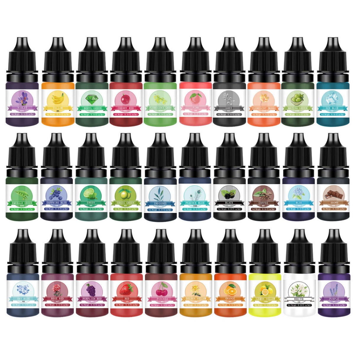 Alcohol Ink Set - 10 สี/ชุดโปร่งแสงเข้มข้นเรซิ่นสี,ปลอดสารพิษอีพ็อกซี่เรซิ่นPigment Dye Liquidสําหรับเรซิ่นสี,เครื่องประดับMaki
