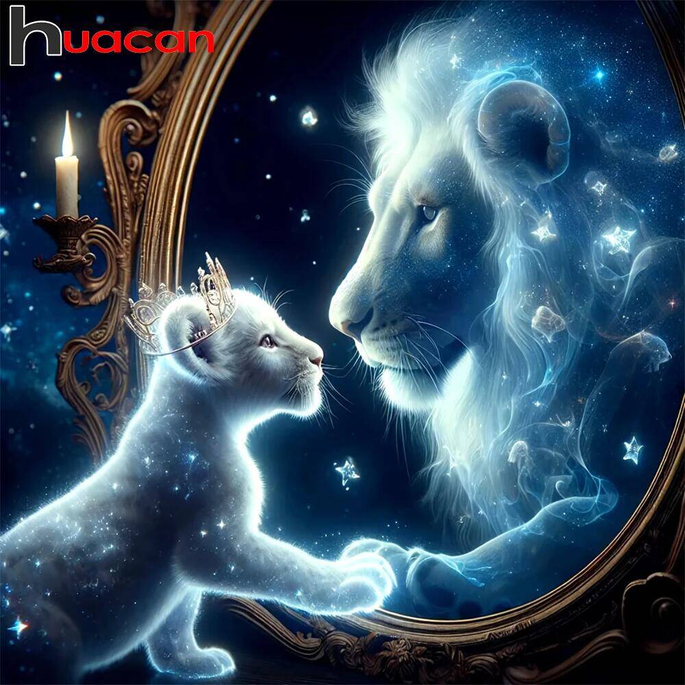 Art Craft Lion - Huacan เพชรภาพวาดสัตว์สุนัขสินค้าใหม่เพชรโมเสคการ์ตูน Mirroe Art Home Decor