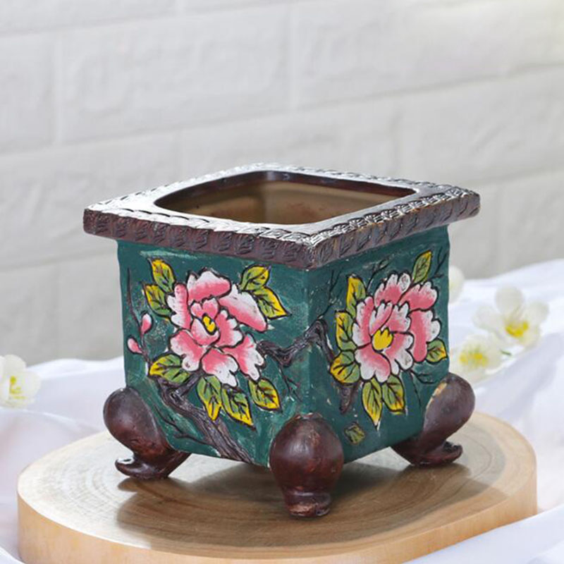 Art Craft Vase - เกาหลีสไตล์ Handpainted ดอกไม้รูปแบบเซรามิค Succulent Plant หม้อบอนไซแจกัน