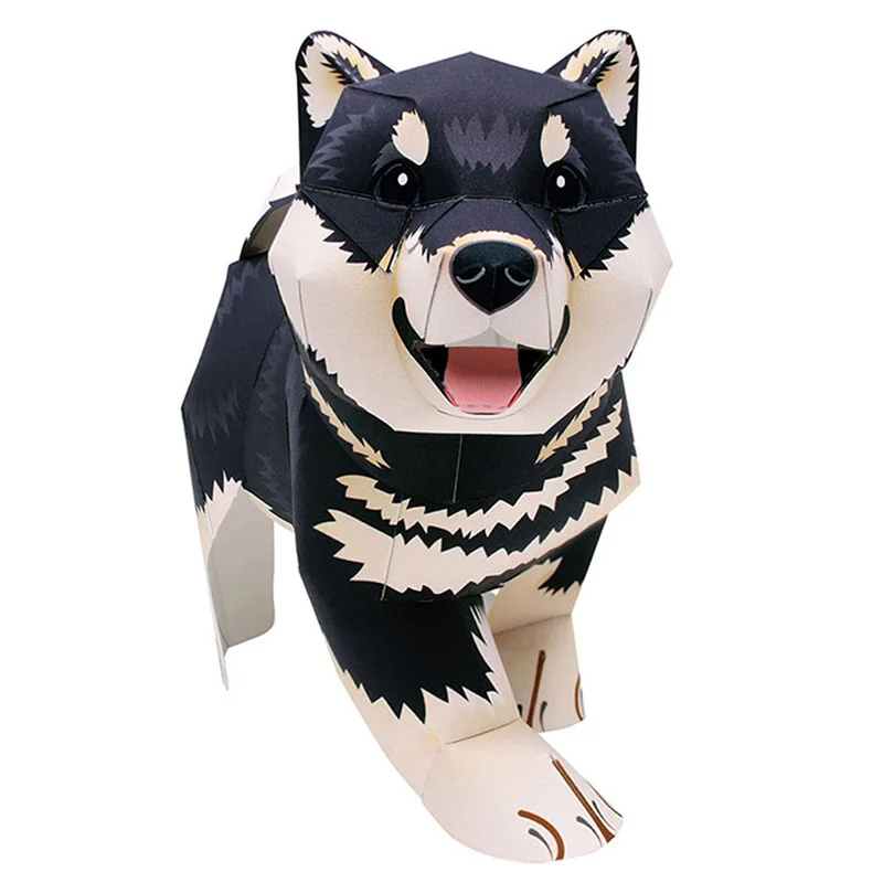 Art Craft Cardboard - สีดํา Shiba Inu สุนัข Handmade Origami