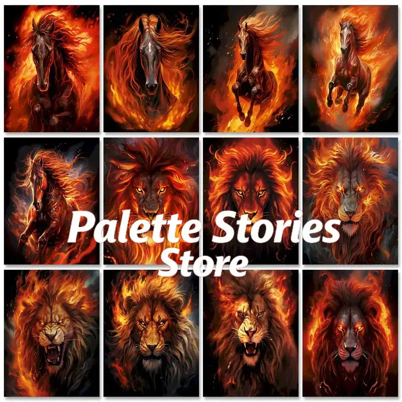 Art Craft Lion - ภาพวาดระบายสีตามตัวเลข ลายสิงโต 1 ชิ้น แบบไม่มีกรอบ สำหรับงานฝีมือ