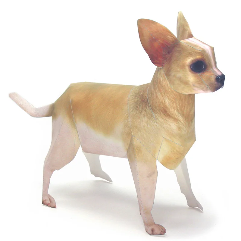 Art Craft Cardboard - Chihuahua สุนัข Origami Art สัตว์เลี้ยงกระดาษรุ่นสัตว์ที่สมจริง Mini