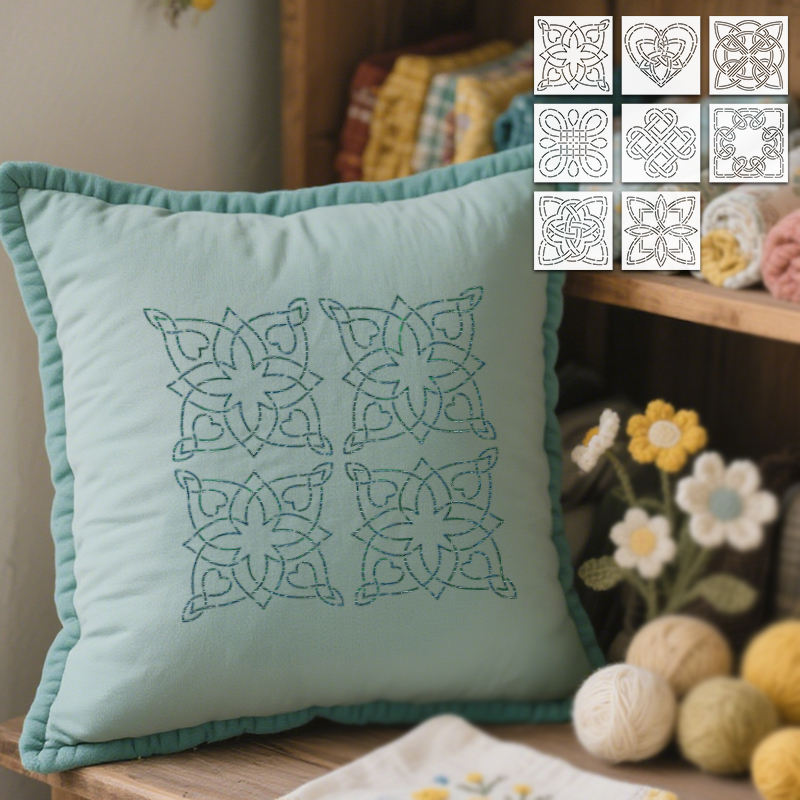 Art Craft Template - แม่แบบเย็บปักถักร้อยลายโบราณ YOMDID 8 ชิ้น สำหรับงานปักซาชิโกะ งานเย็บปะติดปะต่อ