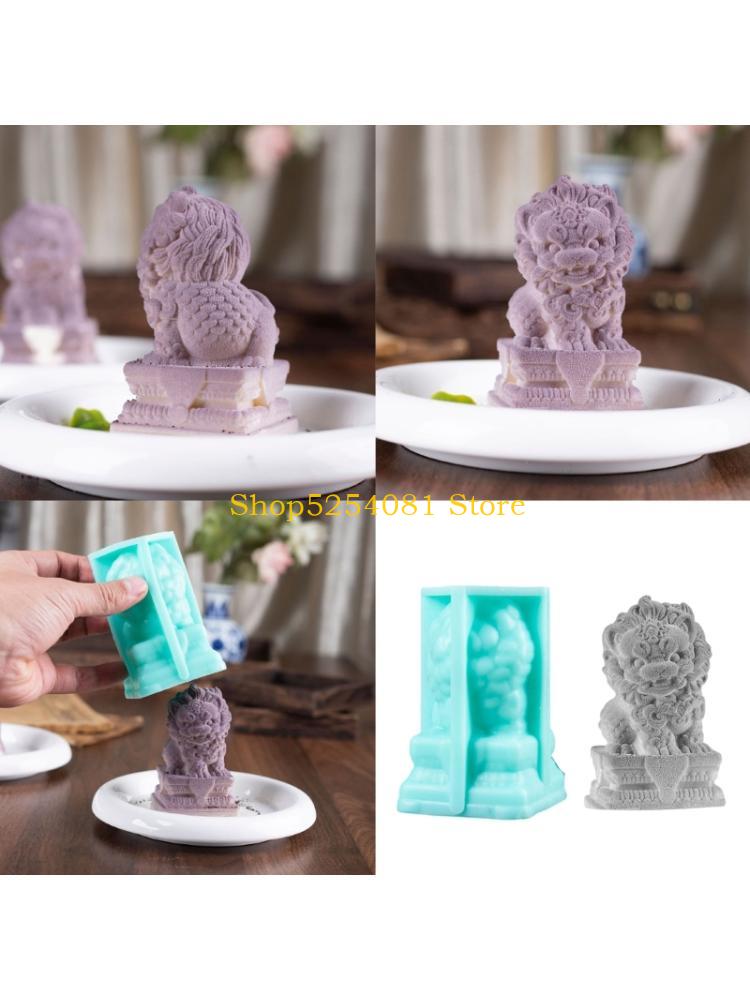 Art Craft Lion - AXYC ซิลิโคนเกรดอาหารจีนหินสิงโตแม่พิมพ์สำหรับเบเกอรี่หัตถกรรมตกแต่งบ้าน