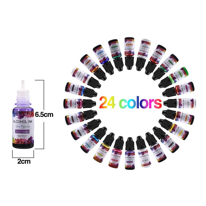 24สี/ชุด10Ml Resin Pigment Art - Alcohol Ink Set บทวิจารณ์และราคา