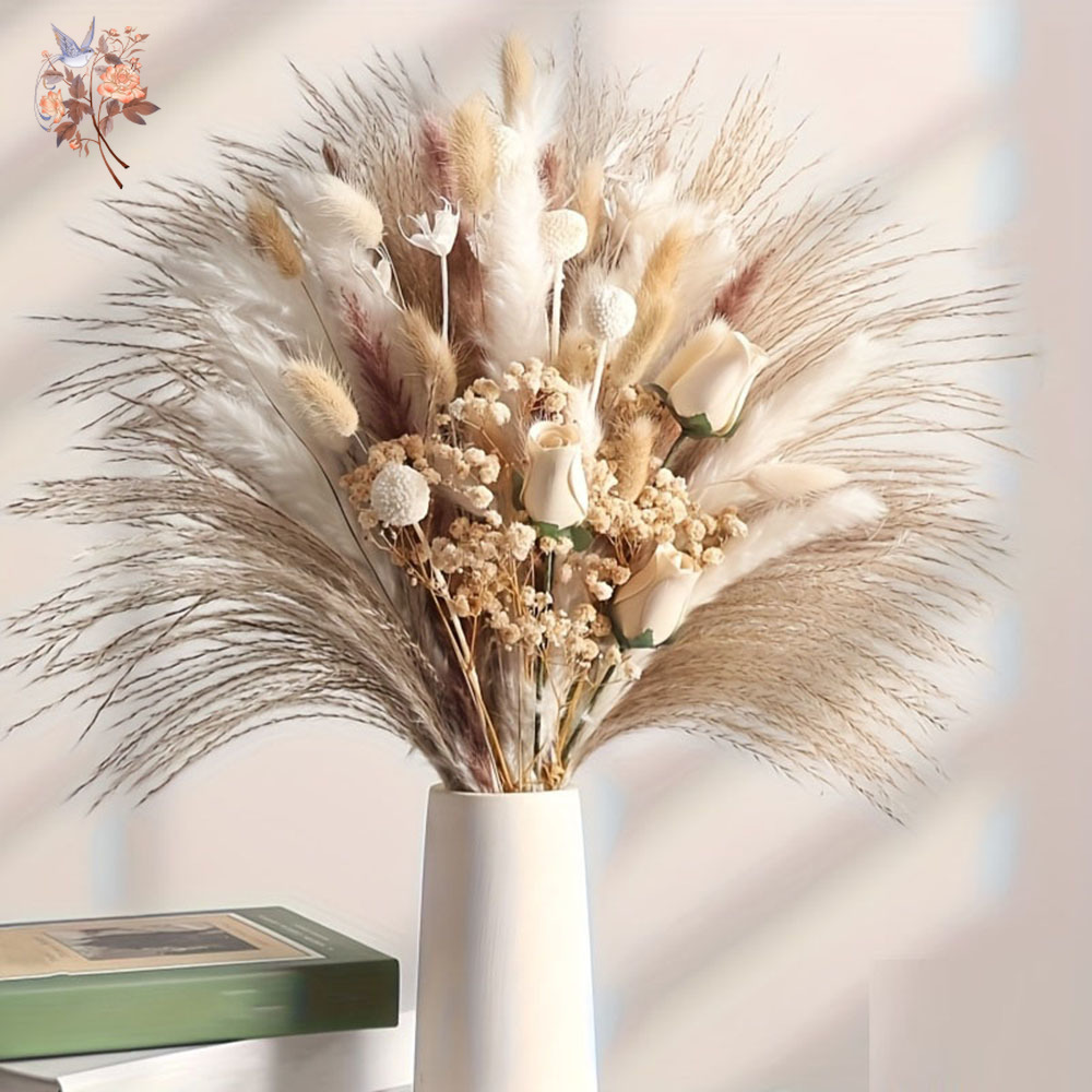 ช่อดอกไม้แห้งประดิษฐ์ 80 ชิ้น  - Art Craft Vase บทวิจารณ์และราคา