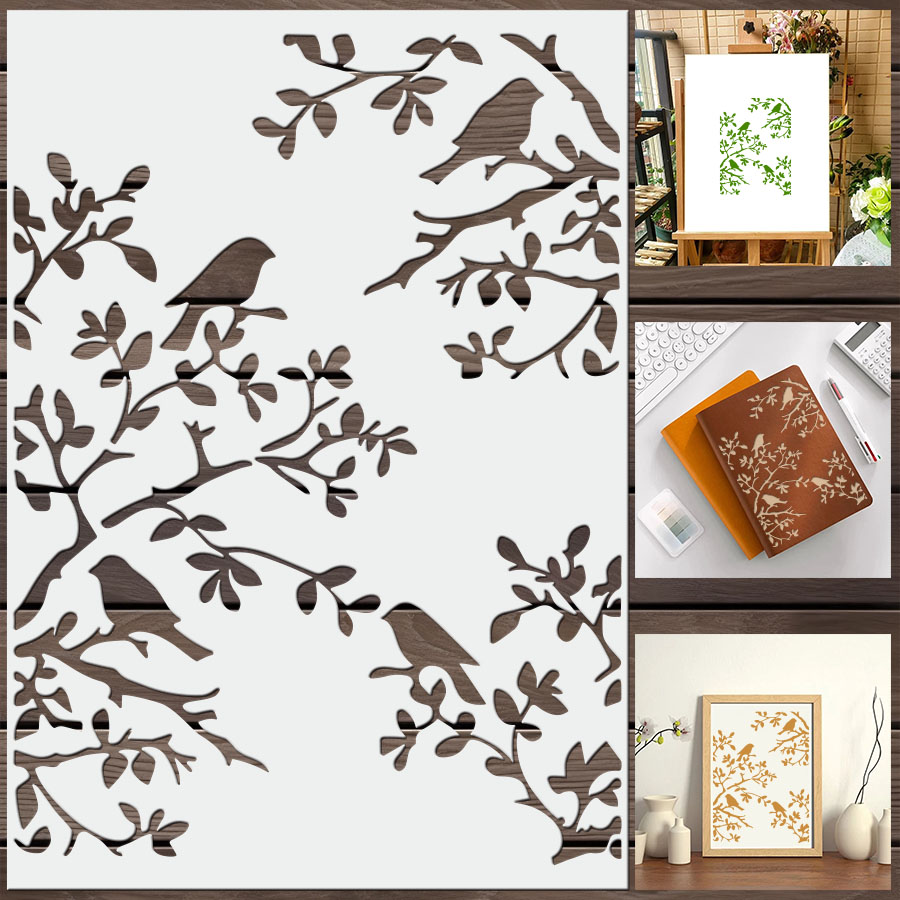 ลายฉลุกิ่งนกสำหรับตกแต่งผนัง D - Art Craft Template บทวิจารณ์และราคา
