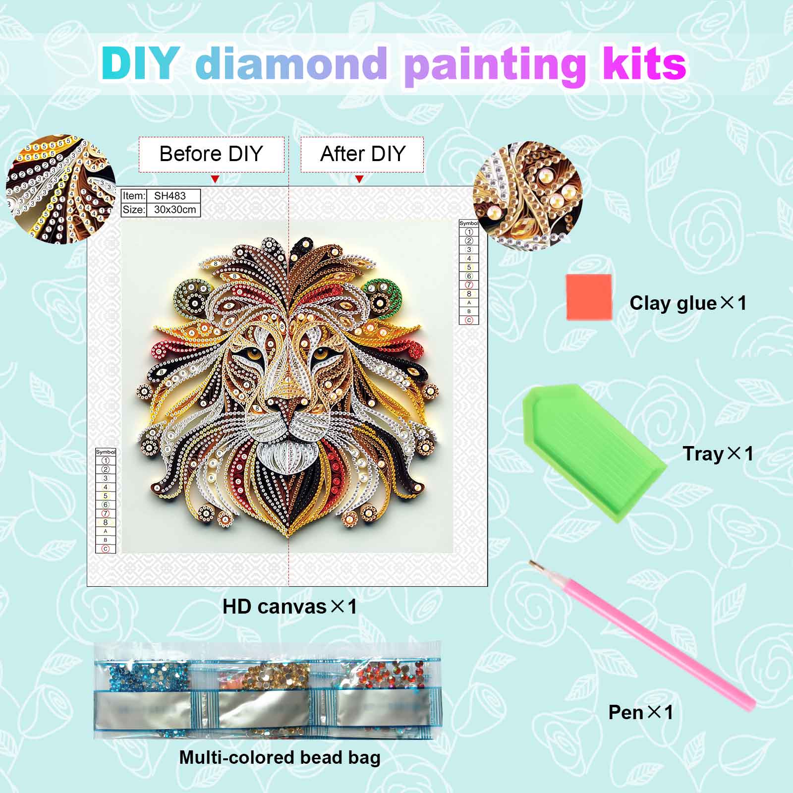 รูปร่างพิเศษเพชรชุดสําหรับผู้เ - Art Craft Lion บทวิจารณ์และราคา