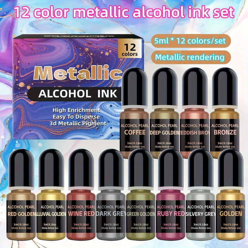 12สีโลหะ3DRenderingชุด(5มล.* 1 - Alcohol Ink Set บทวิจารณ์และราคา