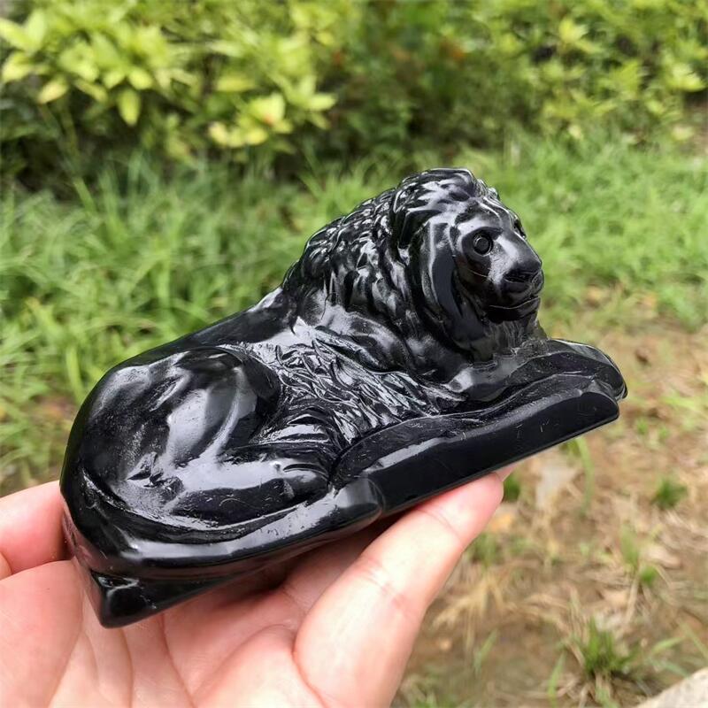 ธรรมชาติสีดำออบซิเดียนสิงโตแกะ - Art Craft Lion บทวิจารณ์และราคา