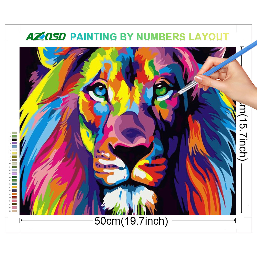 AZQSD ผู้ใหญ่สีโดยตัวเลขสัตว์ท - Art Craft Lion บทวิจารณ์และราคา