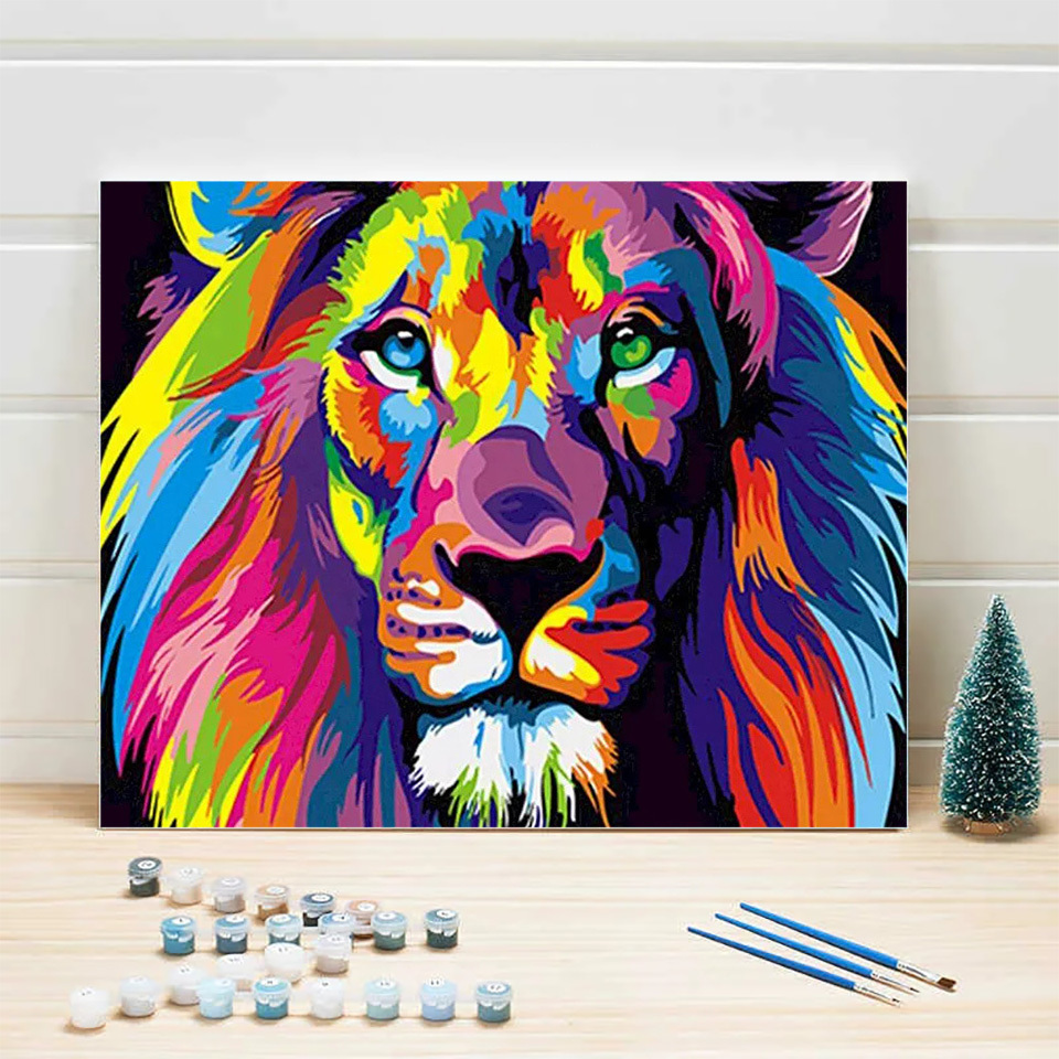 AZQSD ผู้ใหญ่สีโดยตัวเลขสัตว์ท - Art Craft Lion บทวิจารณ์และราคา