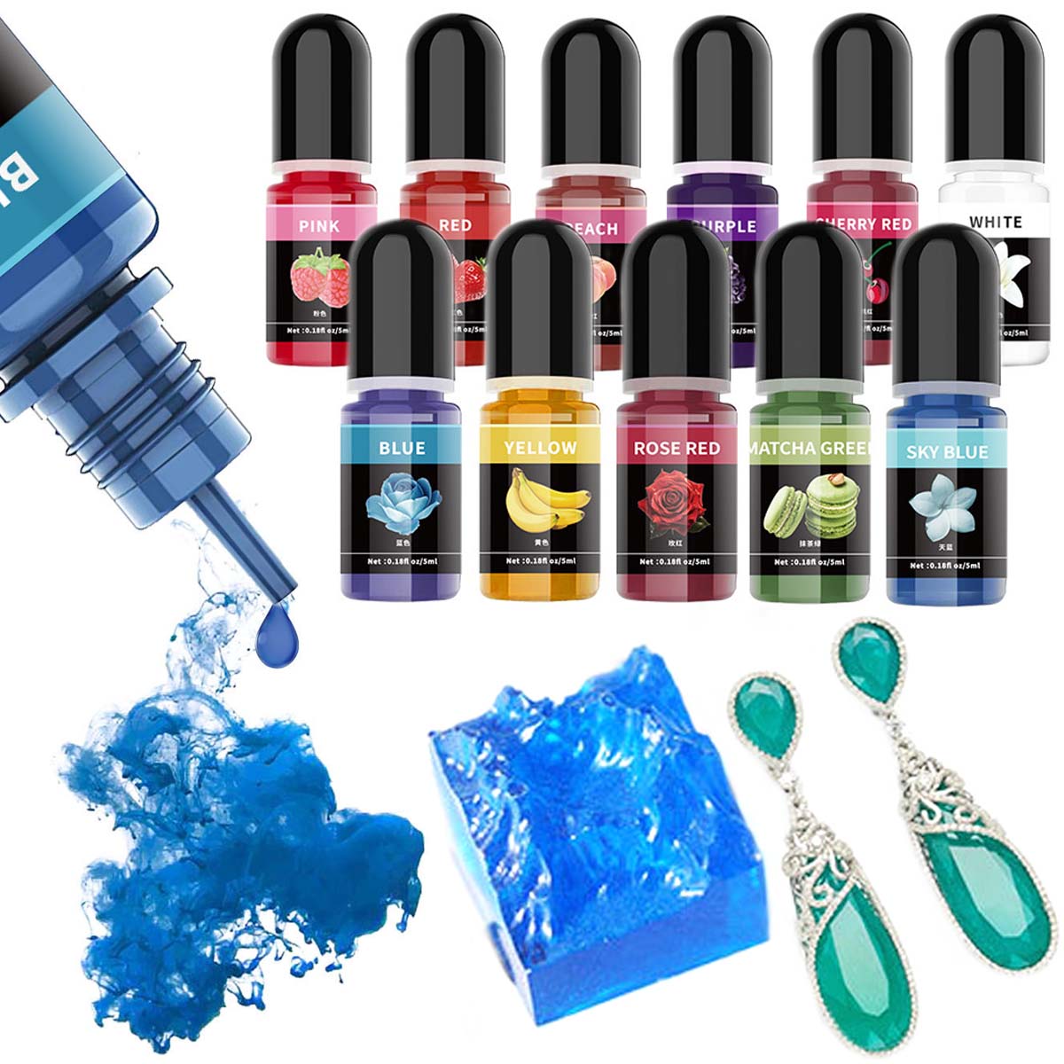5 ml/ขวดอีพ็อกซี่เรซิ่นPigment - Alcohol Ink Set บทวิจารณ์และราคา