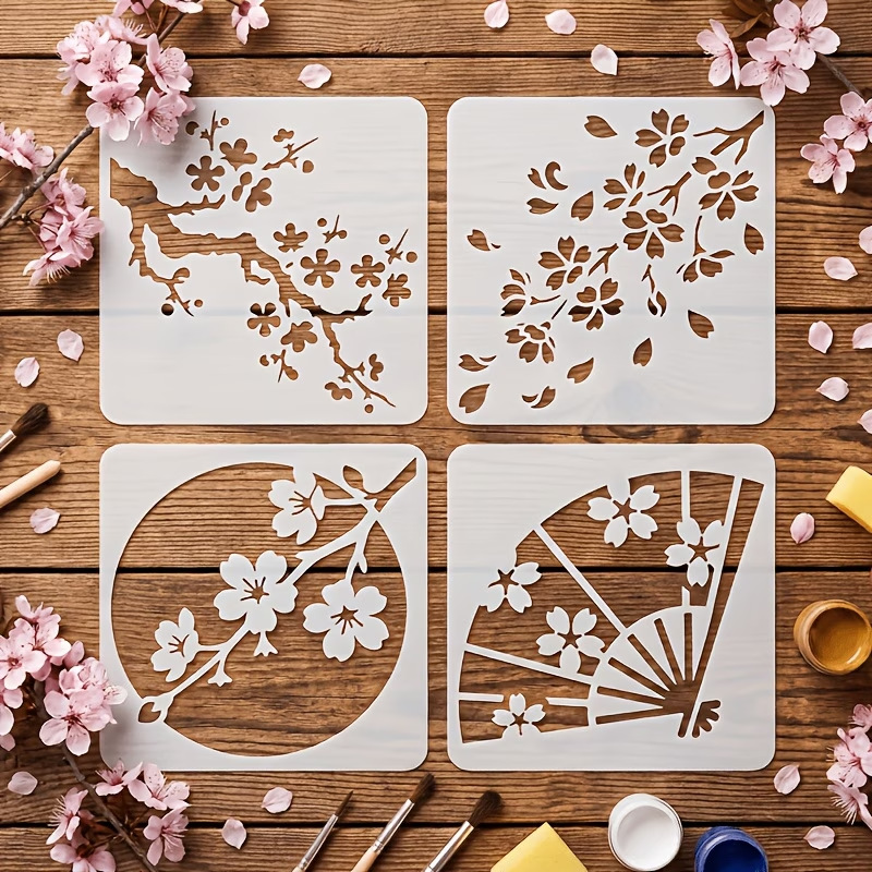 4 ชิ้น ลายฉลุดอกซากุระญี่ปุ่นแ - Art Craft Template บทวิจารณ์และราคา